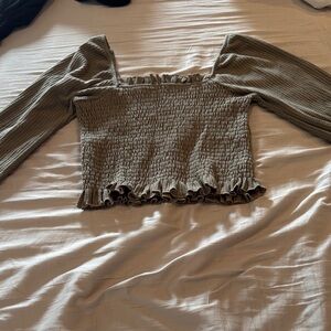 Altar'd State Olive Ruffled Blouse- Brand New